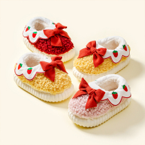Happy Mary autumn and winter children cotton shoes baby cotton slippers home plush cartoon slippers warm Princess childrens shoes