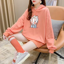 Pregnant womens autumn clothes blouses women 100 hitch fashion models loose Korean version Big code 200 catties with cap Weak surrogacy