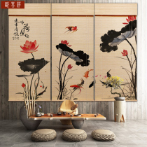 Printed bamboo curtain curtain Door curtain Roller curtain partition Balcony Living room Tea room Chinese bamboo curtain shading shading household