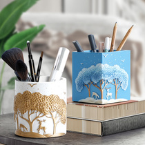 Fashion desk pen holder creative student stationery pen box storage supplies childrens room small gift desk put pen barrel