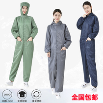 Anti-static connecting clothing plus pocket with hat dust-free clothing electronic workshop working clothes connected with dust-proof clothes for men and women