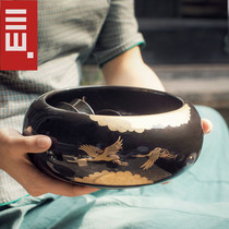 Golden Crane Tea Wash large number Home Japanese style Zen Artisanal Ceramics Jianshui Retro Cup Wash Water Spittoon Wash Can Be Heated