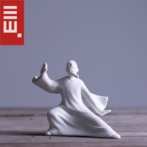 Defied White Porcelain Tai Chi Characters Zen of Chinese style tea Favorite With boutique Personality Creativity Small Monk Tea Tray small decoration