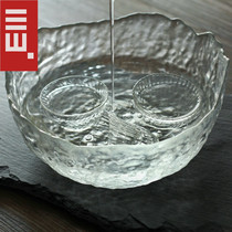 Large number glass tea washing cup washing pure hand hammer grain heat resistant thickened washed flower pot tea residue barrel Gongfu tea accessories