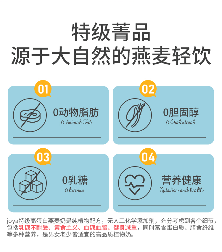 Joya无糖燕麦植物奶1L*3