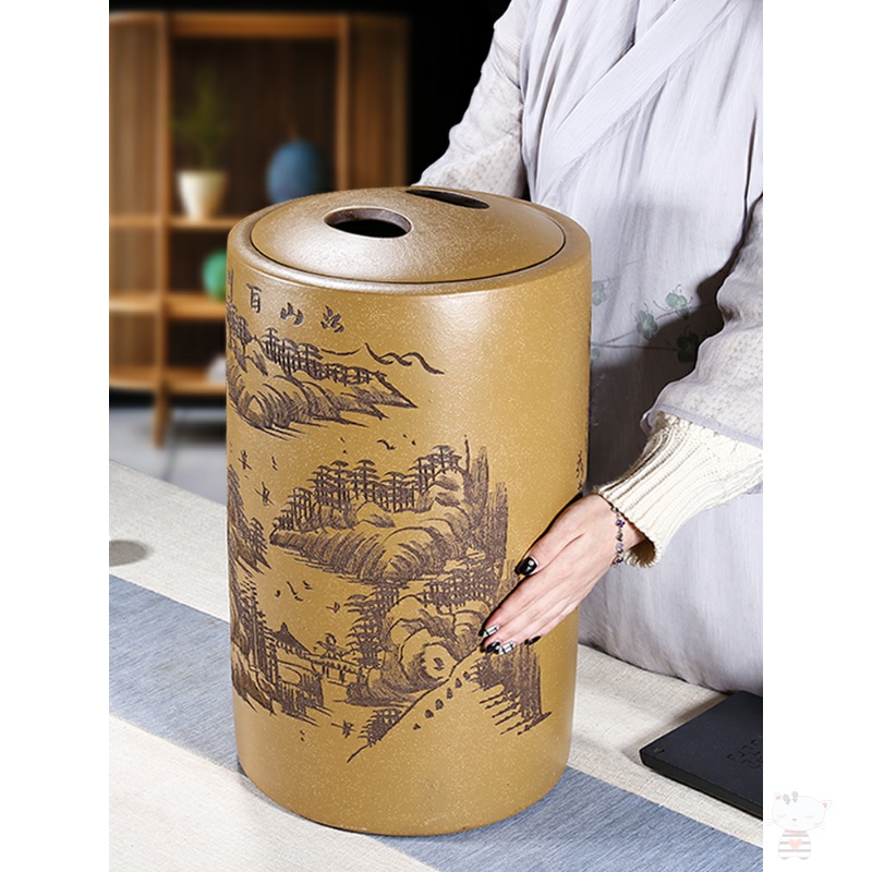 Utsuwa violet arenaceous caddy fixings large tea barrel receives domestic tea cake as cans ceramic seal tea storage tanks