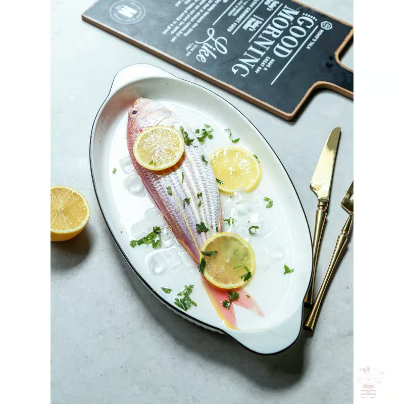 Utsuwa steamed fish dishes home new rectangle large creative northern dishes plate Japanese ceramic net during the quotation