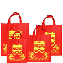 Non-woven red Double Happy environmental protection handbag wedding gift shopping bag happy gift gift gift return big bag