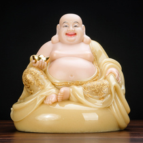 Huangyu White Jade Maitreya Buddha Laughing Buddha bag monk Buddha statue offering decoration company opening home accessories