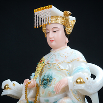Van Zefu Han White Jade Mazu statue Mazu Niangniang like the Virgin Queen Queen Mothers home offering ornaments