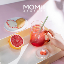 Japanese momo glass with womens handle table Cup straw water Cup home office coffee mug public