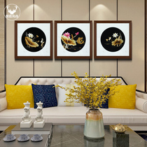 Living room decoration painting modern minimalist sofa background wall hanging painting light luxury handmade solid wood frame triple painting wall murals