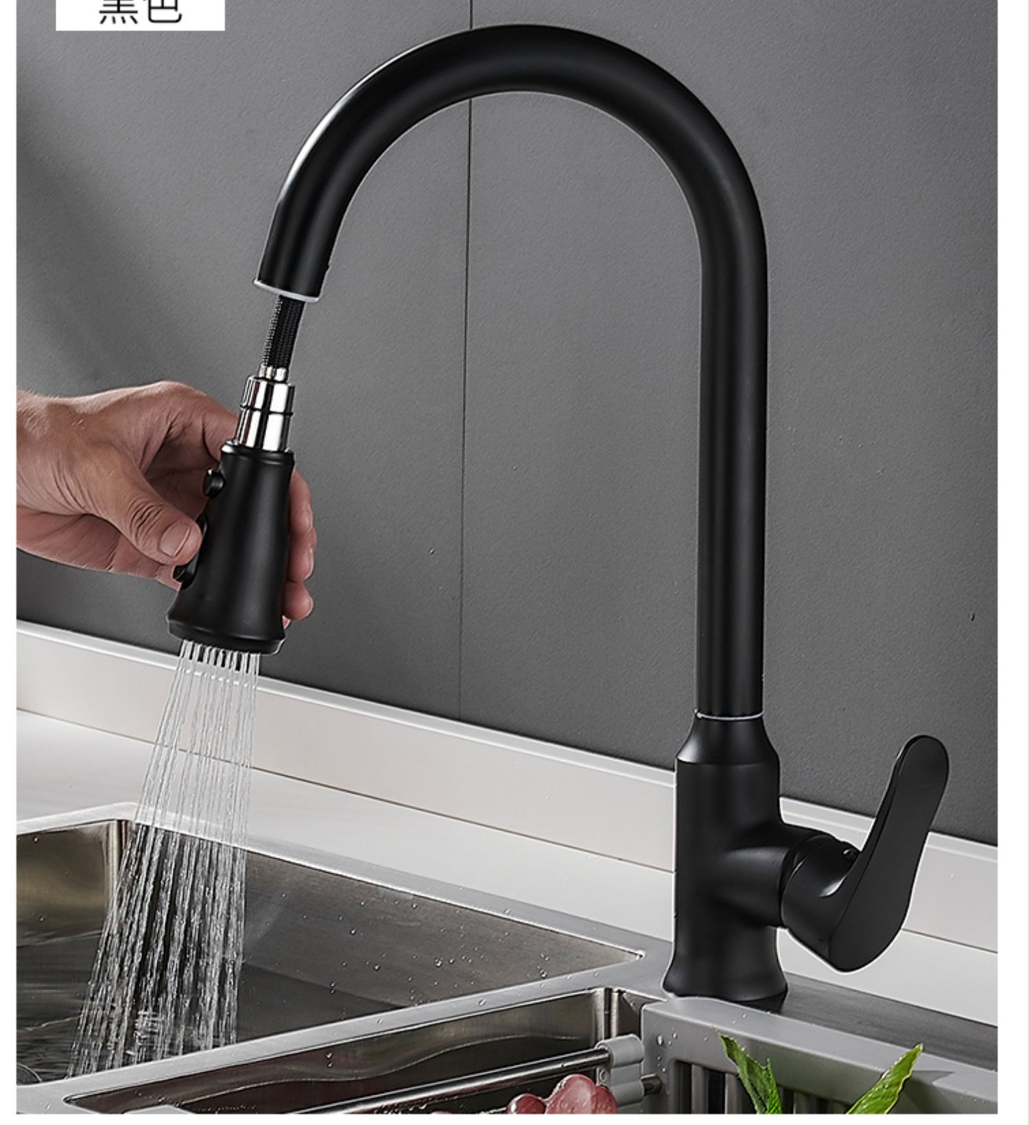 全铜厨房抽拉式冷热水龙头家用水槽洗碗池洗菜盆可旋转家用