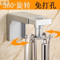 Rotating non-perforated storage rack adhesive hook kitchen supplies wall-mounted rack spatula spoon telescopic hanger artifact