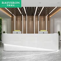 Company reception desk Simple modern paint office desk Curved information desk Welcome bar cashier furniture