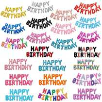 Baby full moon 100 days birthday party decoration English happy birthday letter pull flag aluminum film balloon background