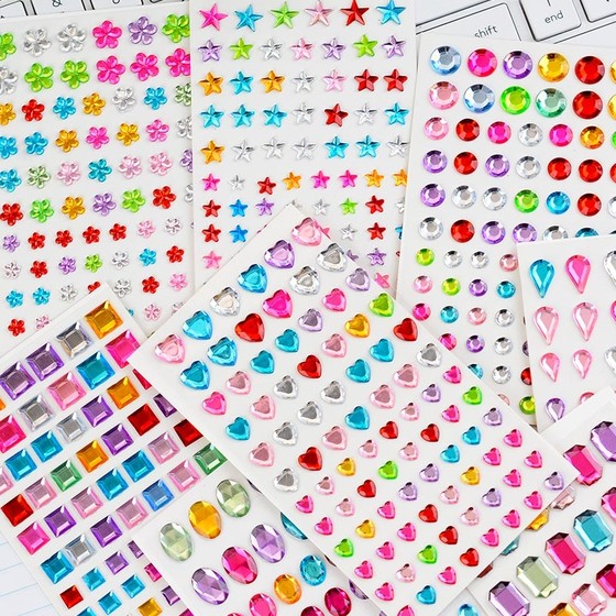 Children's love five-pointed star 3d three-dimensional diamond gem sticker baby stage face makeup decoration crystal sticker Children's love five-pointed star 3d three-dimensional diamond gem sticker baby stage face makeup decoration crystal sticker