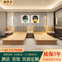 Hotel bed furniture Standard room bed full set of custom apartment Twin bed bed and breakfast Room with TV cabinet for hotel
