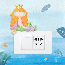 Zakka home decoration mermaid switch sticker original ornament wall sticker living room bedroom light wall socket decorative cover