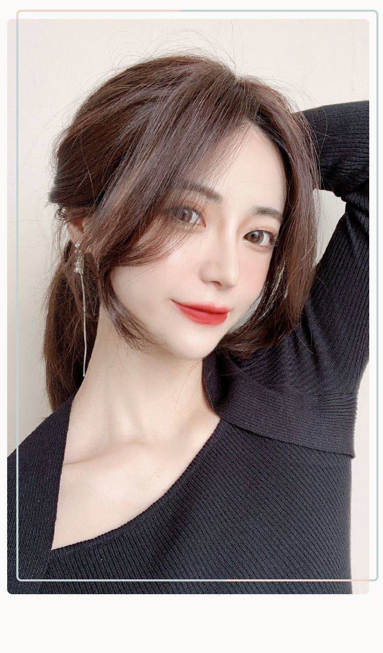 3d空气刘海流海发贴假发2021年时尚新款八字刘海假发片中分头发帘