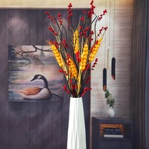 Floor-to-ceiling ornaments next to the TV cabinet Ear of wheat decoration ornaments Branches decoration dried branches Branches high branches Dried flowers Fortune fruit