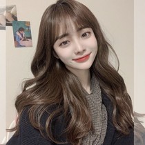 Fake bangs female natural realistic wig Pullover head set type natural wig 2020 fashion new long curly hair
