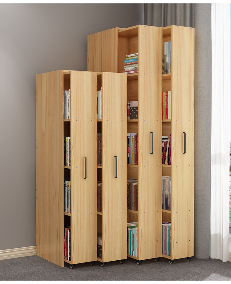 隐形书柜书架推拉式抽屉式白色现代简约防尘组合实木书柜带门定制