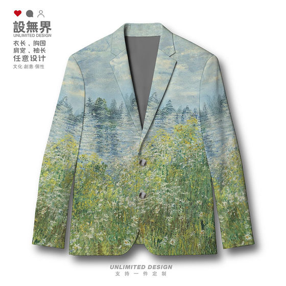 The world famous paintings of Monese Lake Monesena French impressionist suit jacket men's and women's suits spring and autumn trend The world famous paintings of Monese Lake Monesena French impressionist suit jacket men's and women's suits spring and autumn trend