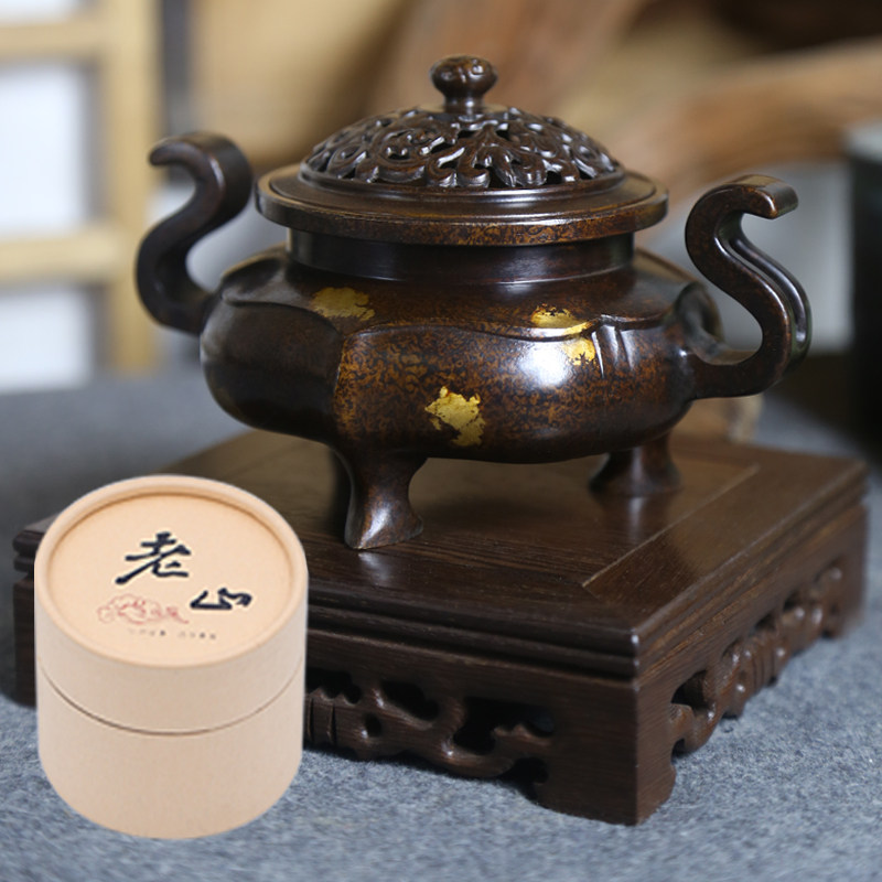 朝冠耳海棠香炉熏香炉黄铜苏工点金茶道沉香盘香炉家用室内檀香炉