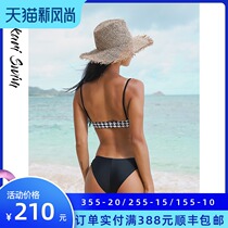 Yukari European and American ins style swimsuit small chest gathered split bikini female high fork three-point sexy swimsuit