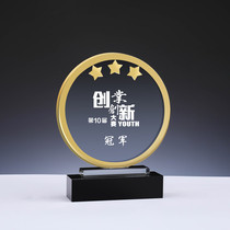 Metal trophy customization Excellent employee party member five-pointed star basketball creative resin crystal medal lettering customization