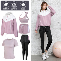 Yoga Clothes Woman 2022 Chunqiu New Sweat Running Suit Speed Dry Clothes Five Pieces Big Code Fitness Suit Sports Suit