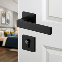 Indoor door lock Household door lock Wooden door Black aluminum alloy silent split lock Universal bedroom lock with key