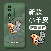 Glory 70 Cell Phone Shell Huawei Glory 70pro Protective Sleeve New Full Package Anti-Fall Por Curved Screen Honor Woman New Product Advanced Sensation pr0 Net Red An High-end Silicone Niche Graffiti Bear Apply