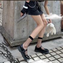 Hollow-barrel mesh socks sexy net socks female fishing net socks with short cylinder dark punk stockings