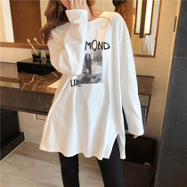 2022 new white long sleeve t-shirt female loose Korean version in long pure cotton inner lap with undershirt spring and autumn season blouses