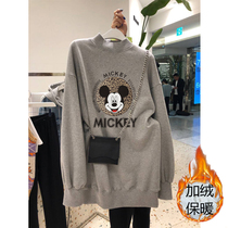 South Korea Dongdaemun Autumn Winter Loose grey Semi-high neckline Women Cavet thickened Leisure 100 Lap Laziness blouses