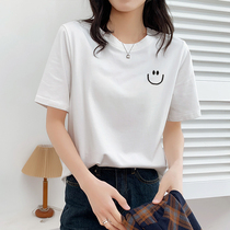 2022 Spring summer new white short sleeve T-shirt female Korean version loose casual minimalist pure cotton half sleeve blouse summer dress