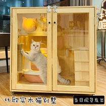 Cat Villa solid wood cat cage cat nest cat house luxury three-story Cat House cat display cabinet cat pet cage cat breeding