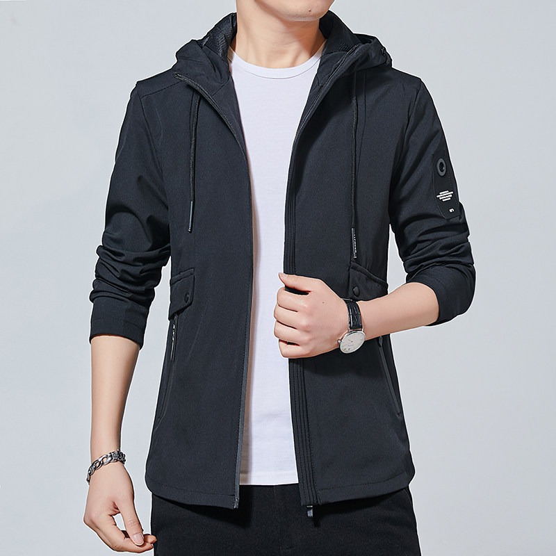 男士春季休闲夹克韩版连帽外套上衣服男装