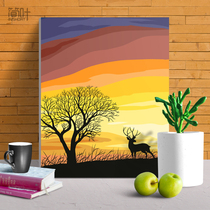 Digital oil painting diy hand-filled decompression oil color painting living room dining room hanging painting painting color painting hand-painted decorative painting