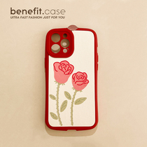 Benefit method ins pink roses apply Apple 13promax mobile phone shell iphone12 silicone mini anti-fall xsmax brief xr Japan-ROK 8p