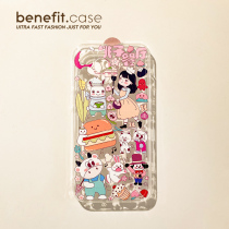 Benefit Cartoon Cute Peach Restaurant applies Apple 13promax mobile phone shell Japan-ROK iphone12mini adolescent girl xsmax small crowdxr transparent 8pl