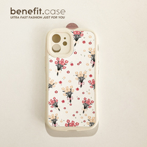 Benefit Japan-ROK Ins yellow red crushed flowers apply Apple 13promax mobile phone shell maiden iphone12mini