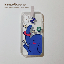 Benefit cute blue elephant applies Apple 13promax mobile phone shell iphone12mini protective sleeve xsmax brief xr idea 8plus transparent