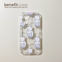 Benefit original cute muscle bear transparent application Apple 13promax mobile phone shell iphone12mini protective sleeve xsmax personality xr Japan-ROK 8pl