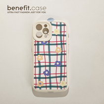 Benefit Japan-ROK streak flowers apply Apple 13promax mobile phone shell minimalist iphone12mini art xsmax stripe xr silica gel 8p