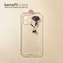 Benefit Japan-ROK ins and white roses apply Apple 13promax mobile phone shell extremely minimalist iphone12mini transparent xsmax retro xr small crowd8