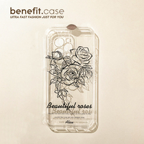 Benefit Simplicity Joins Black Line Flowers Apply Apple 13promax Phone Shell Japan-ROK iphone12mi