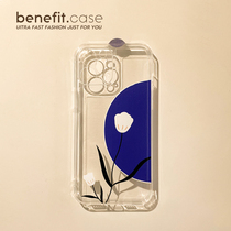 Benefit brief Klein blue white flowers apply Apple 13promax mobile phone shell minimalist about iphone12mini personality xsmax small crowdxr transparent 8pl
